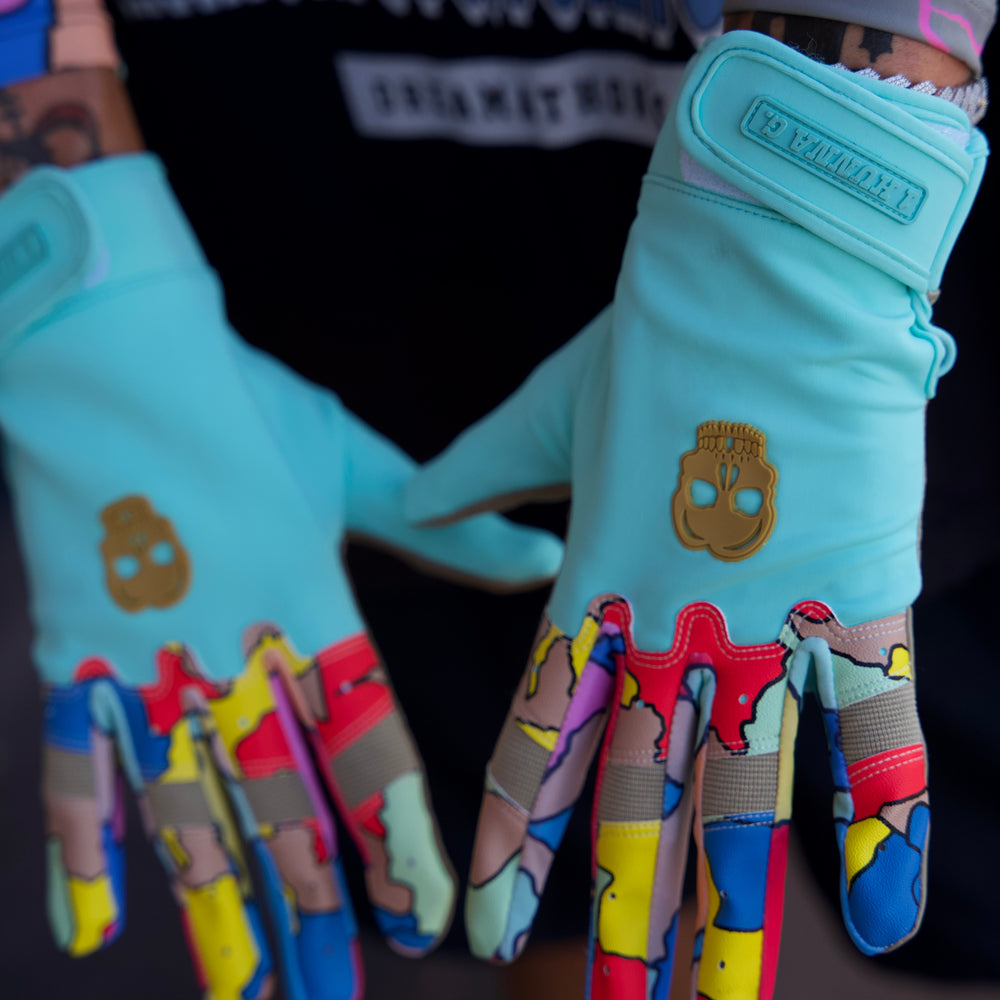 (Teal) Cracked Batting Gloves