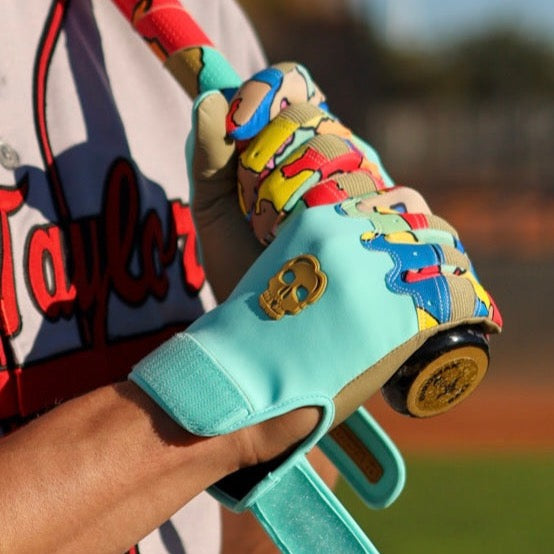 (Teal) Cracked Batting Gloves