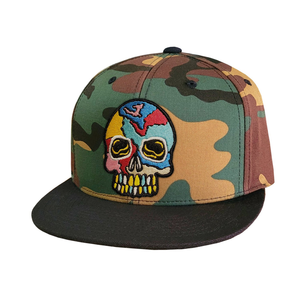 Black & Camo Crack Skull Snapback