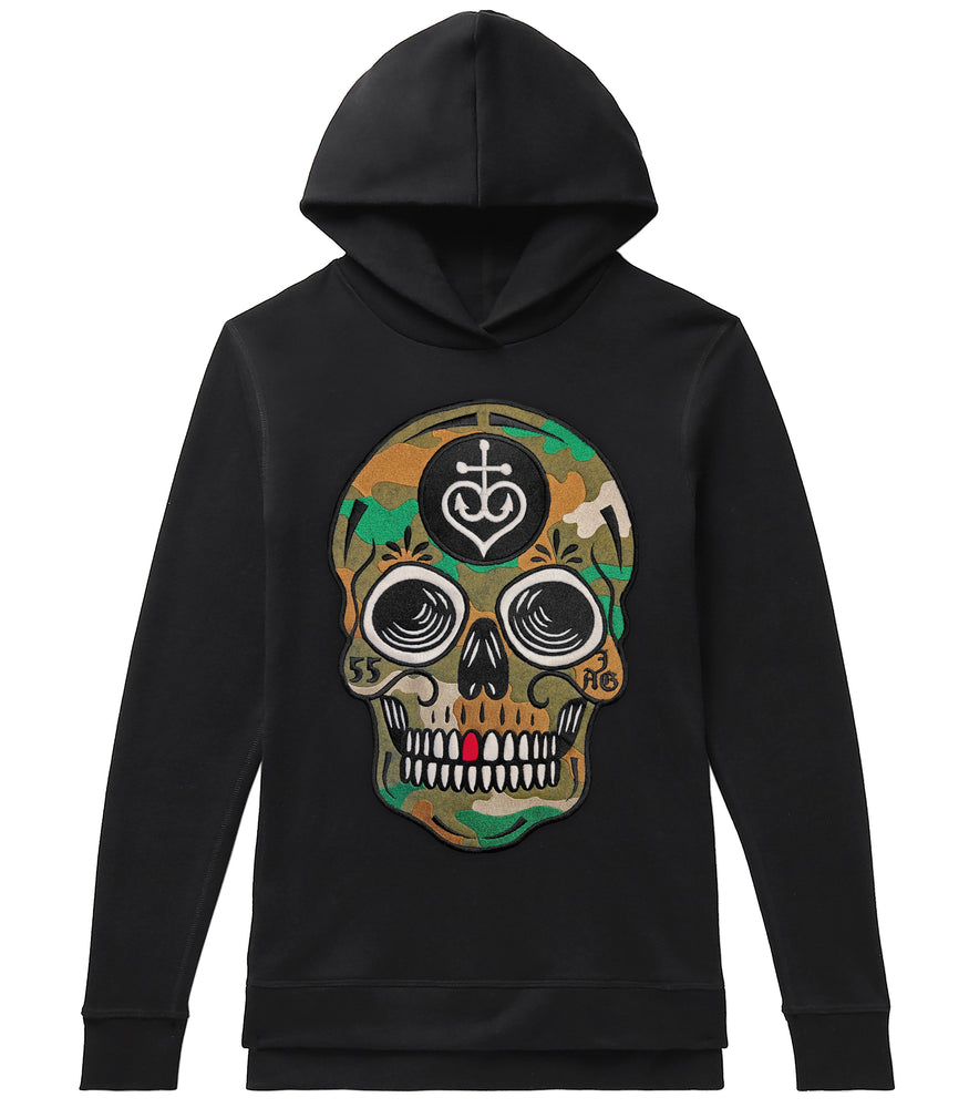 Camo Skull Designer Hoodie LG Patch