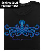 Blue Octopus Black T-shirt