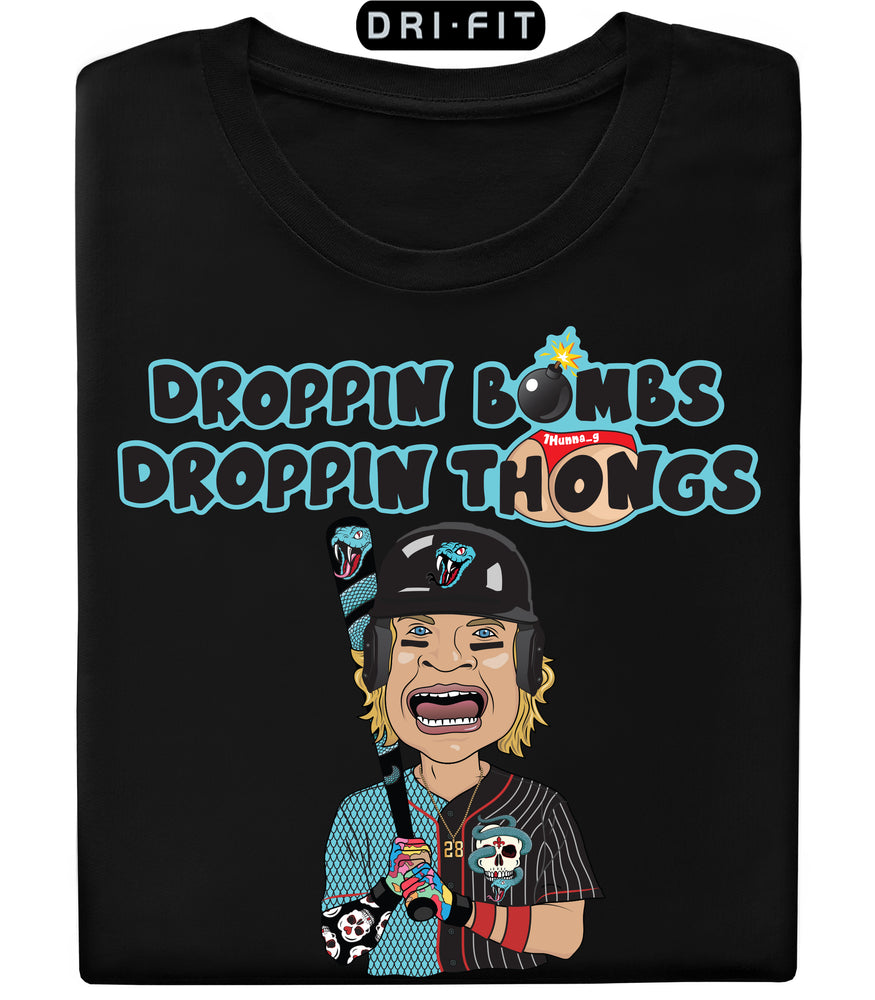 Droppin Bombs Droppin Thongs Dri-Fit T-shirt Black Poly/Cotton