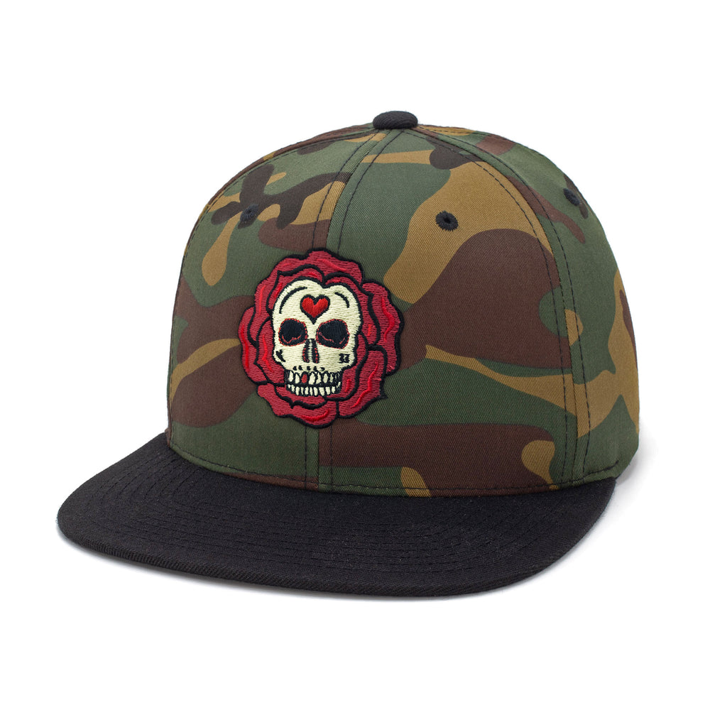 rose skull came snapback hat