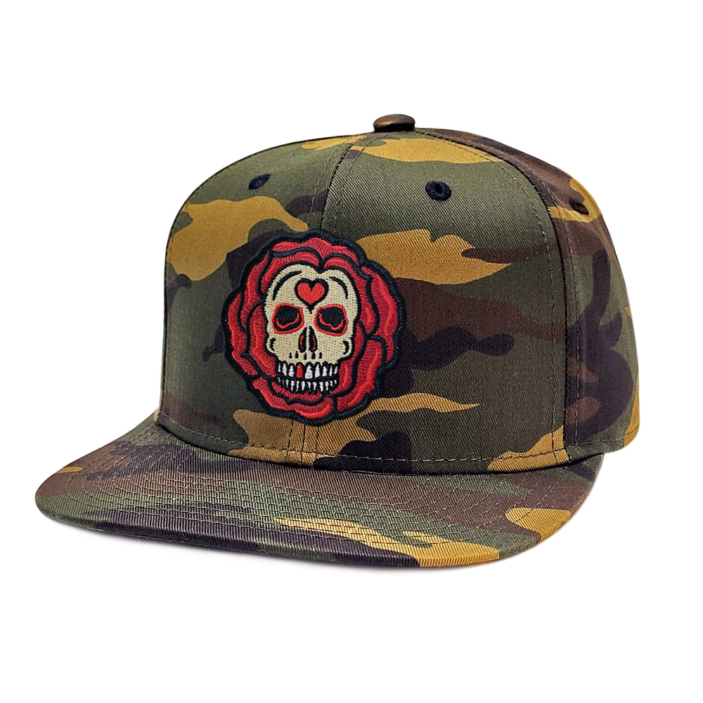 Camo Rose Skull Snapback