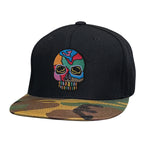 Camo & Black Crack Skull Snapback