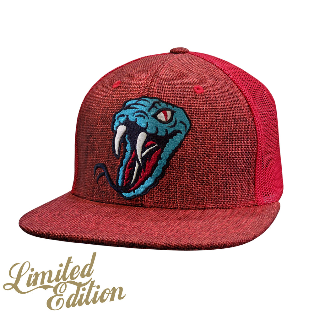 Snake Red Linen Mesh Snapback