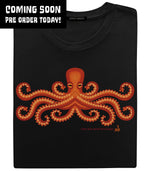 Orange Octopus Black T-shirt