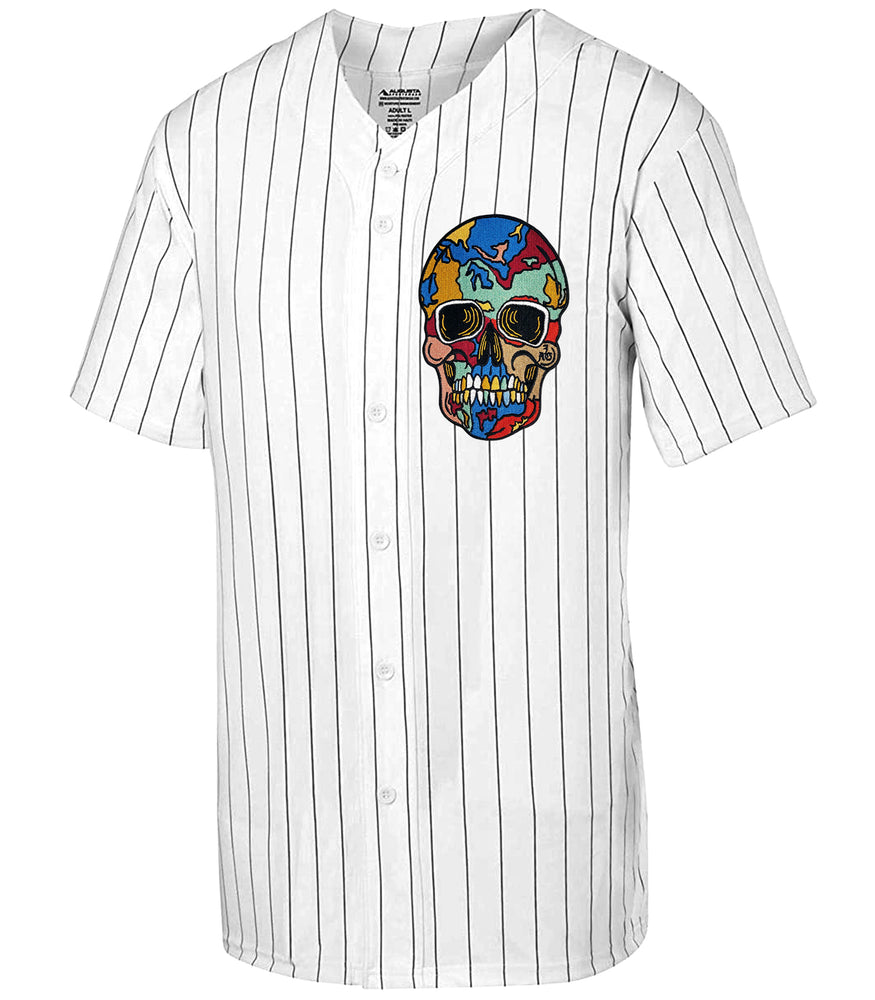 Cracked Skull White & Black Pin Stripe Jersey