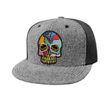 grey snapback skull hat